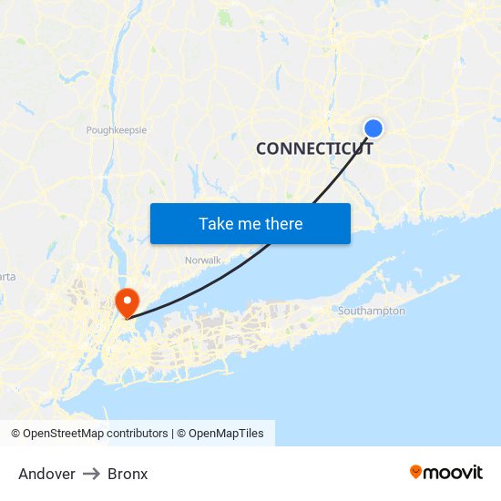 Andover to Bronx map