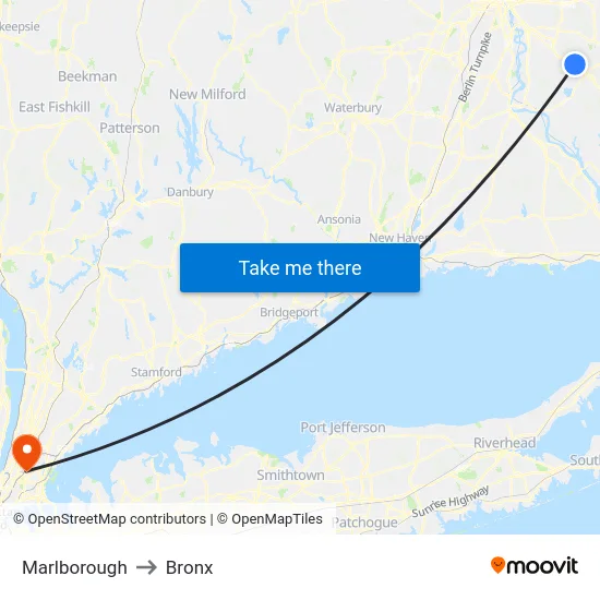 Marlborough to Bronx map