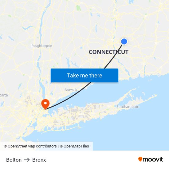 Bolton to Bronx map