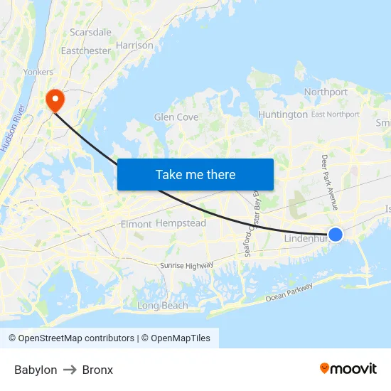 Babylon to Bronx map