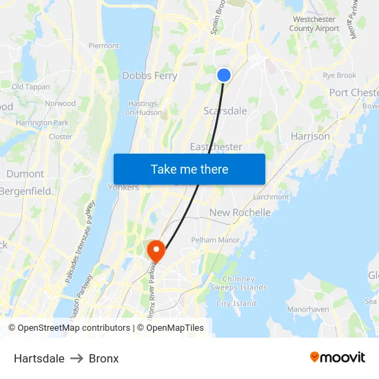 Hartsdale to Bronx map