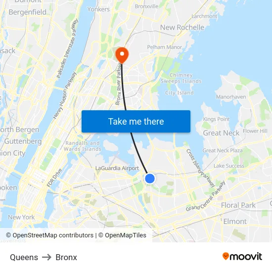 Queens to Bronx map