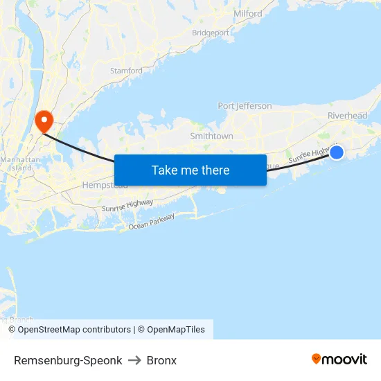 Remsenburg-Speonk to Bronx map