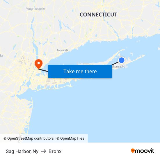 Sag Harbor, Ny to Bronx map