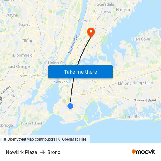 Newkirk Plaza to Bronx map