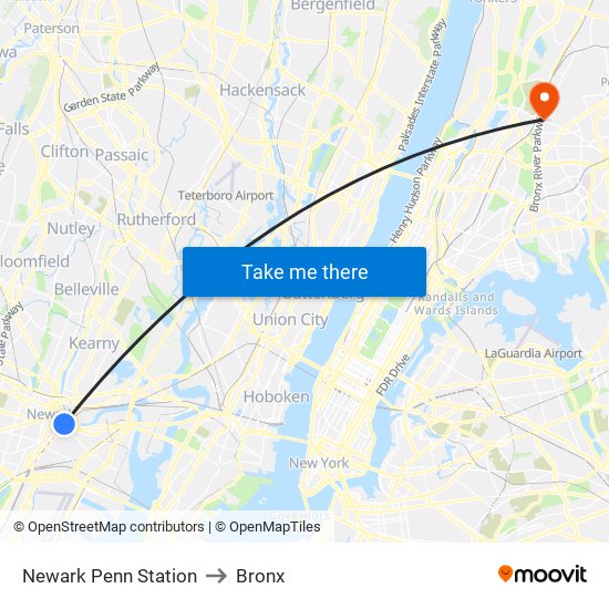 How far is the sales bronx from new jersey