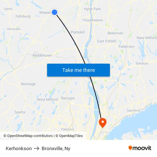 Kerhonkson to Bronxville, Ny map