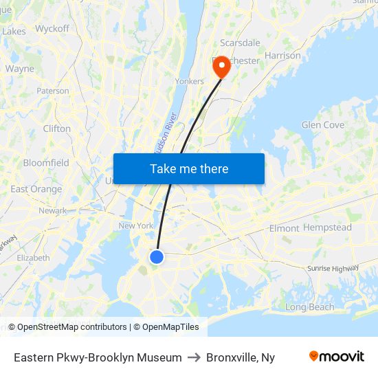 Eastern Pkwy-Brooklyn Museum to Bronxville, Ny map