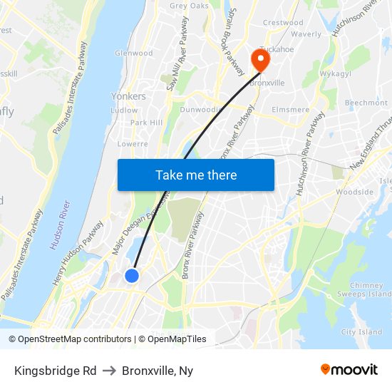 Kingsbridge Rd to Bronxville, Ny map