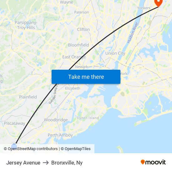 Jersey Avenue to Bronxville, Ny map