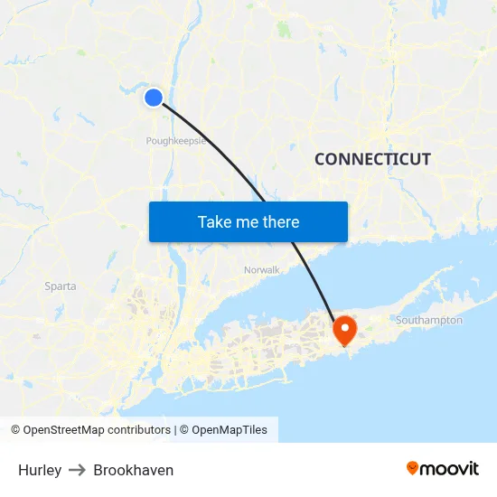 Hurley to Brookhaven map