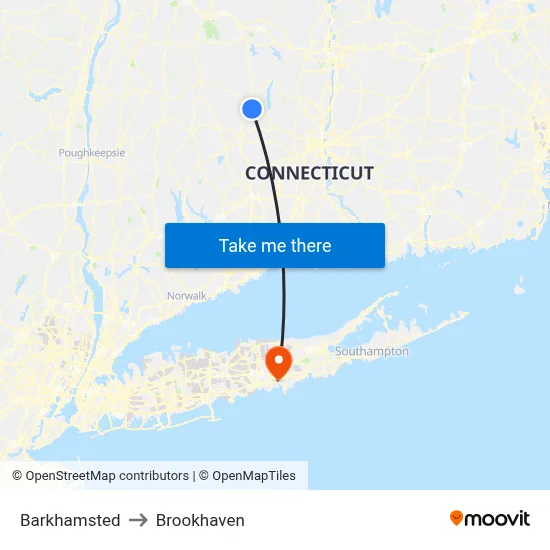Barkhamsted to Brookhaven map