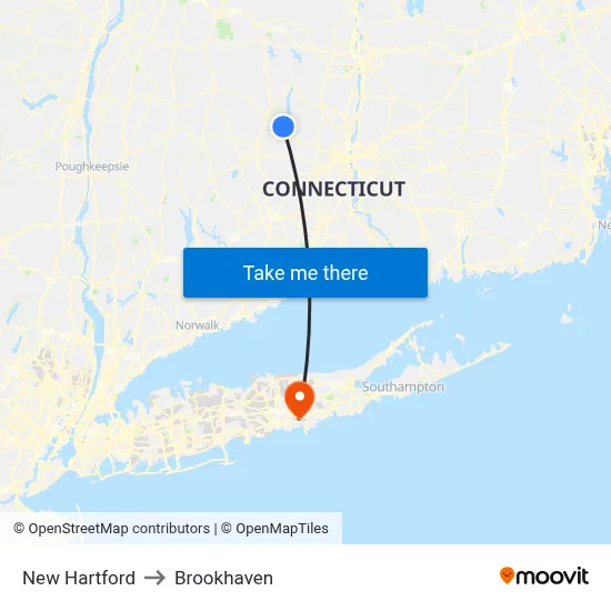 New Hartford to Brookhaven map