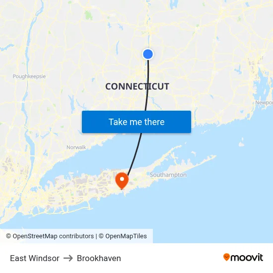 East Windsor to Brookhaven map