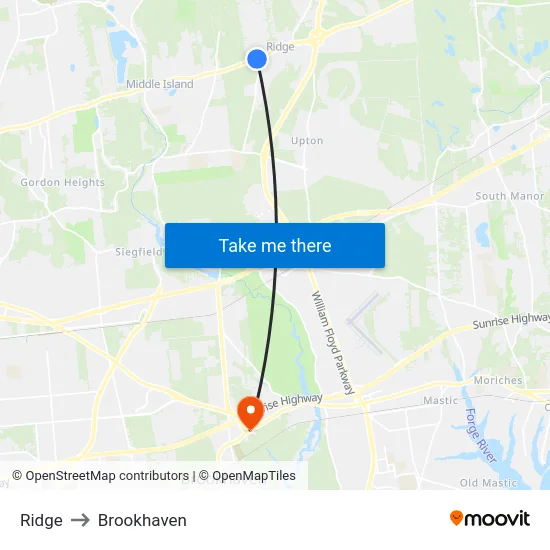 Ridge to Brookhaven map
