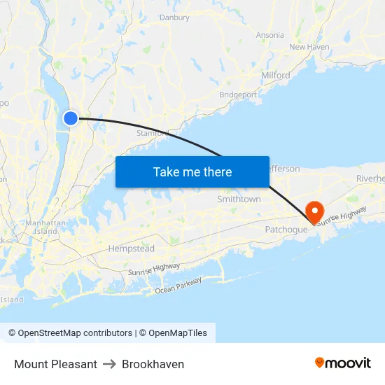 Mount Pleasant to Brookhaven map