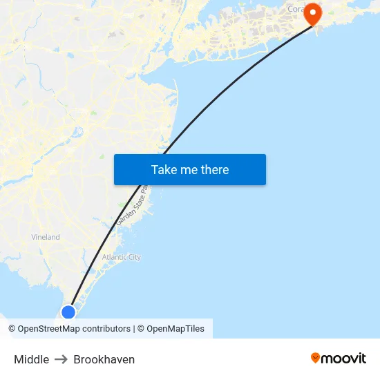 Middle to Brookhaven map