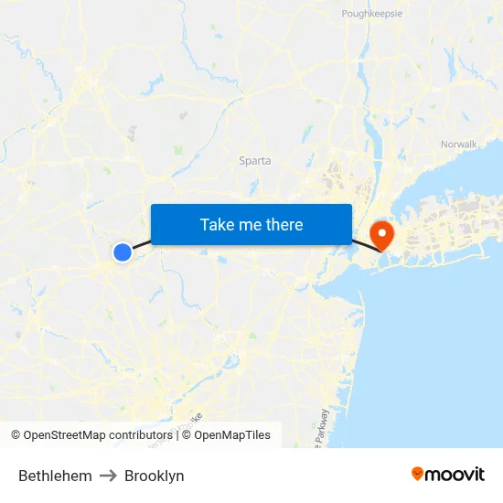 Bethlehem to Brooklyn map
