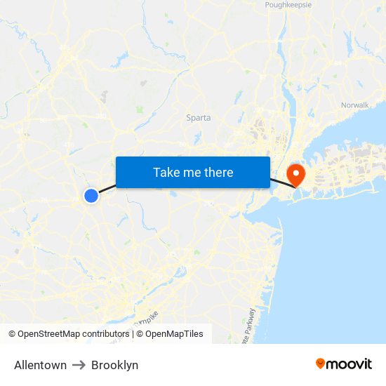 Allentown to Brooklyn map