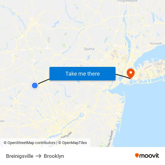 Breinigsville to Brooklyn map