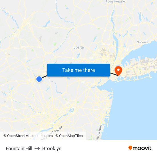 Fountain Hill to Brooklyn map