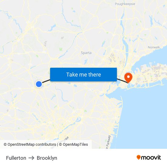 Fullerton to Brooklyn map