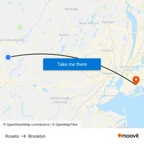 Roseto to Brooklyn map
