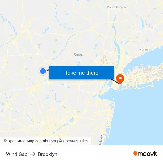 Wind Gap to Brooklyn map