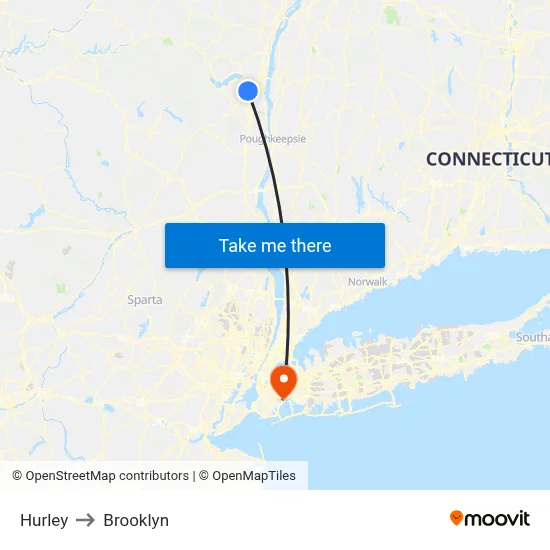 Hurley to Brooklyn map