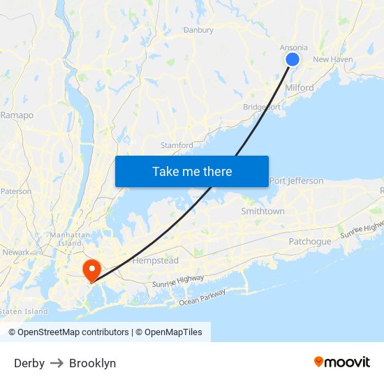 Derby to Brooklyn map