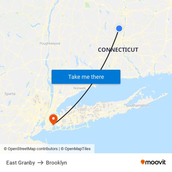 East Granby to Brooklyn map
