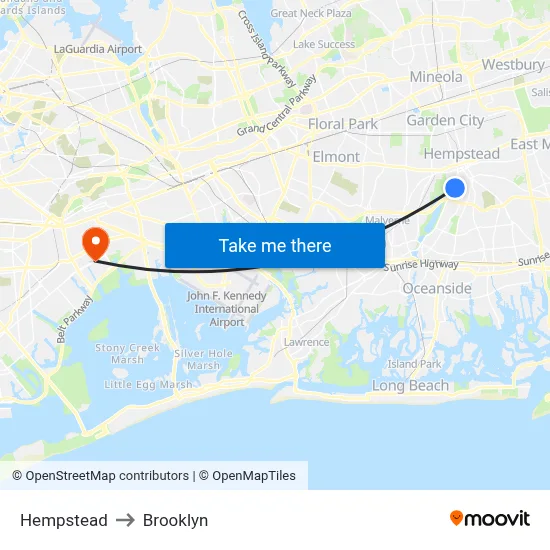 Hempstead to Brooklyn map