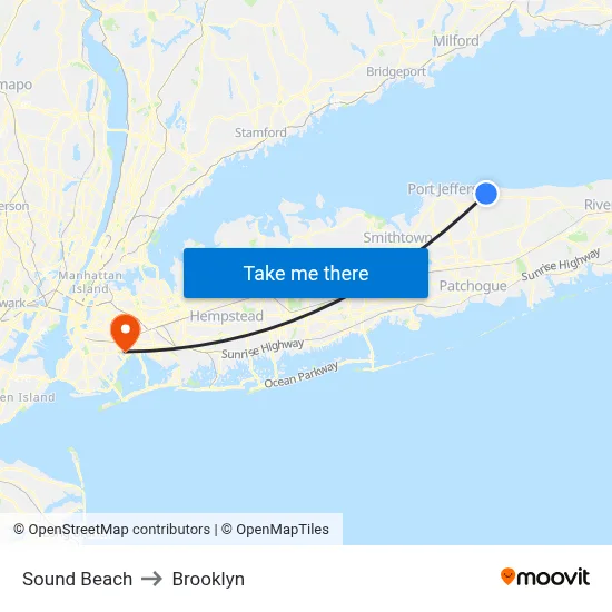 Sound Beach, Ny to Brooklyn map