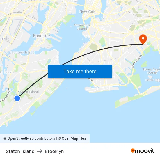 Staten Island to Brooklyn map