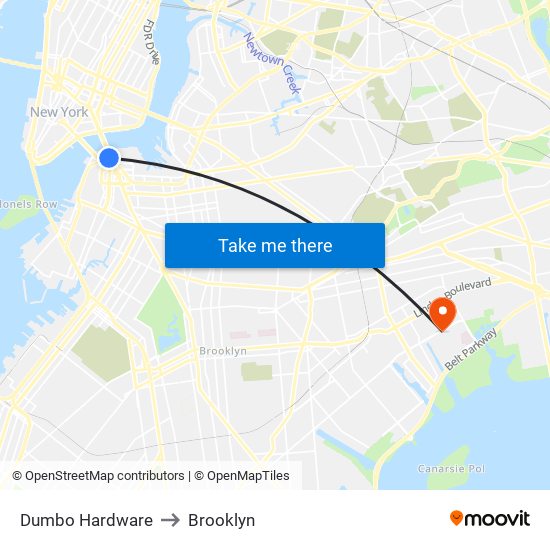 Dumbo Hardware to Brooklyn map