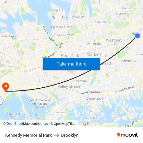 Kennedy Memorial Park to Brooklyn map