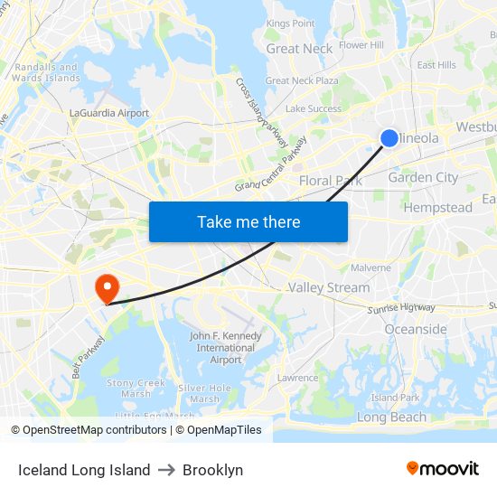 Iceland Long Island to Brooklyn map