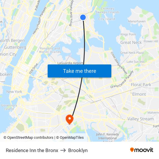 Residence Inn the Bronx to Brooklyn map