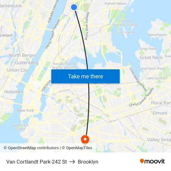 Van Cortlandt Park-242 St to Brooklyn map