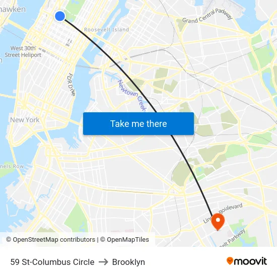 59 St-Columbus Circle to Brooklyn map