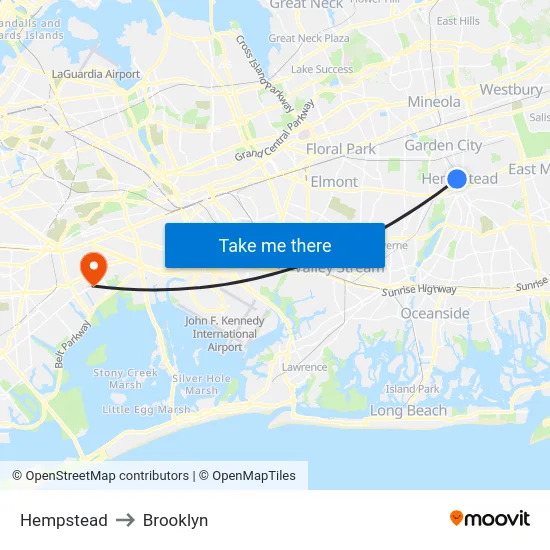 Hempstead to Brooklyn map