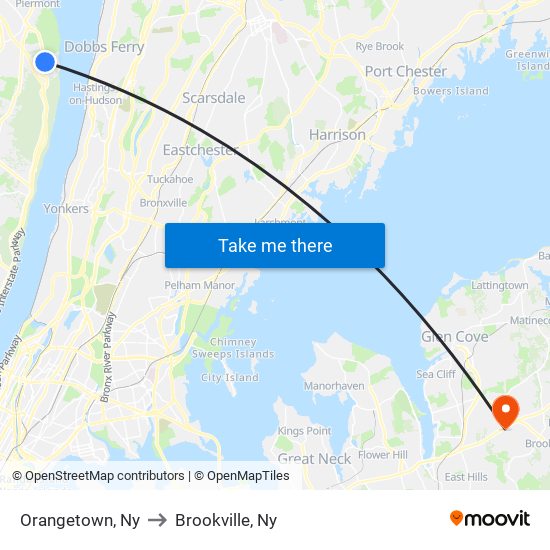 Orangetown, Ny to Brookville, Ny map