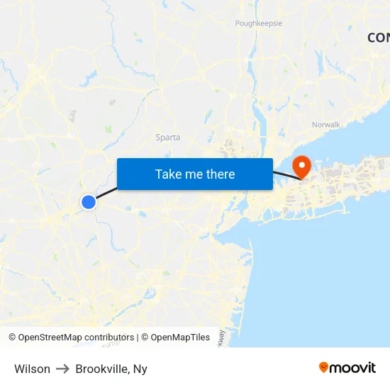 Wilson to Brookville, Ny map
