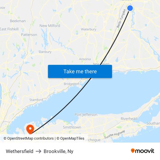 Wethersfield to Brookville, Ny map