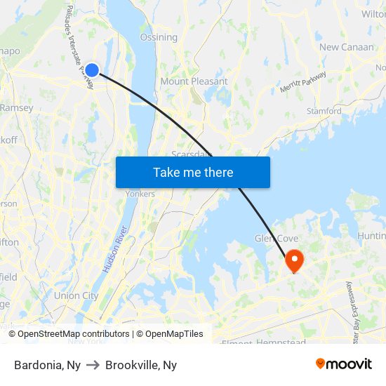 Bardonia, Ny to Brookville, Ny map