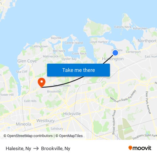 Halesite, Ny to Brookville, Ny map