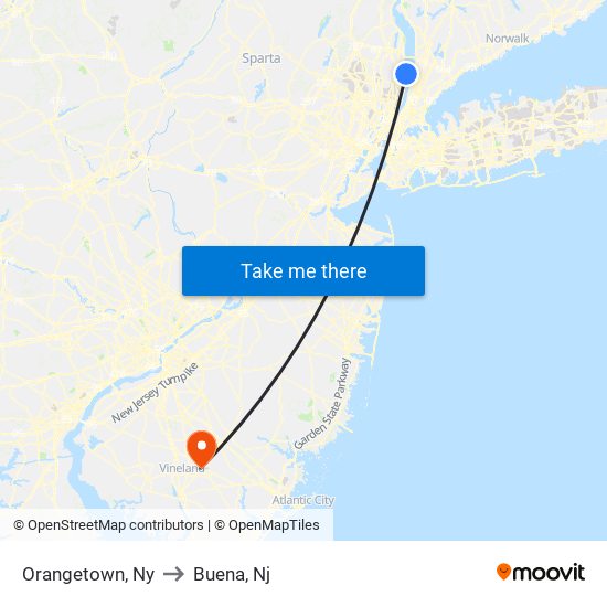 Orangetown, Ny to Buena, Nj map