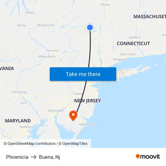 Phoenicia to Buena, Nj map