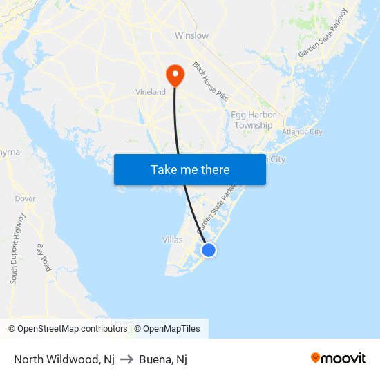 North Wildwood, Nj to Buena, Nj map