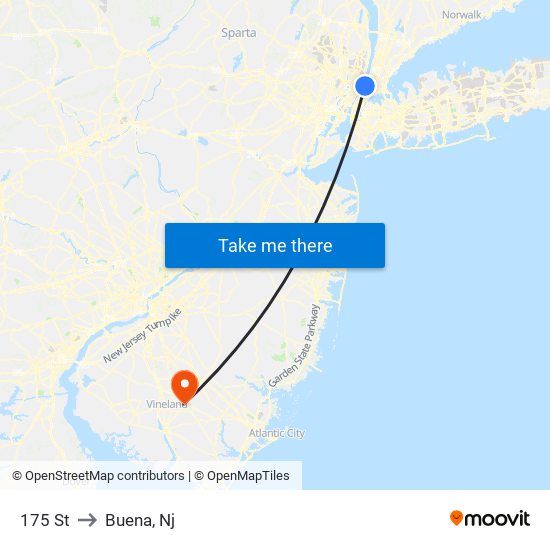 175 St to Buena, Nj map